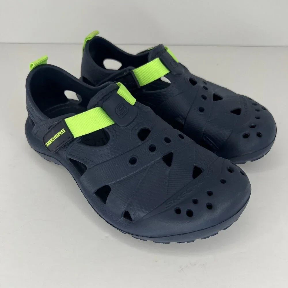 Skechers Navy Lime Unisex Youth Water Shoes Waterproof Slip-On Youth Size 2
